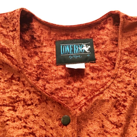 VTG Lone Roo By Roper Crushed Velvet Blouse - Picture 5 of 12